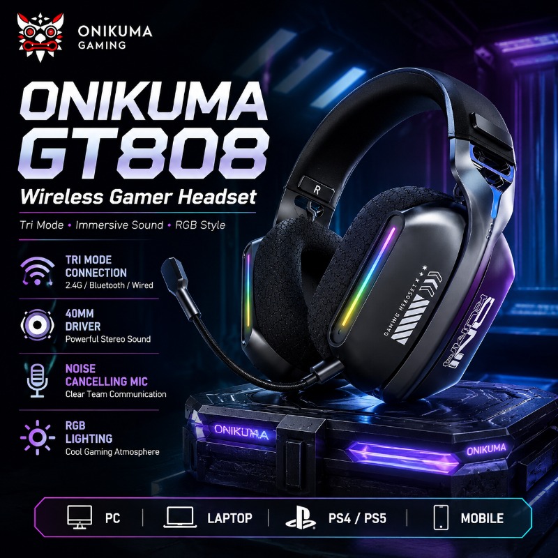 Soundbar Bluetooth Home - ONIKUMA GT808 무선 게임용 헤드셋 트라이