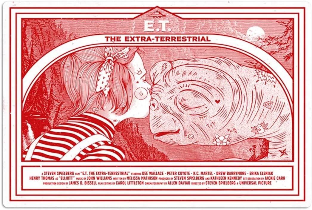 Home Cinema Restaurant - 레트로 메탈 사인: 외계인들이 그녀에게 키스한
