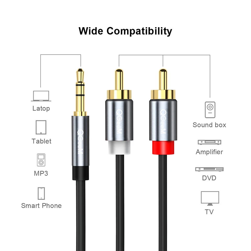 QGeeM RCA 케이블 2RCA-3.5 오디오 케이블 - Home Cinema Furniture 리뷰 및 가격