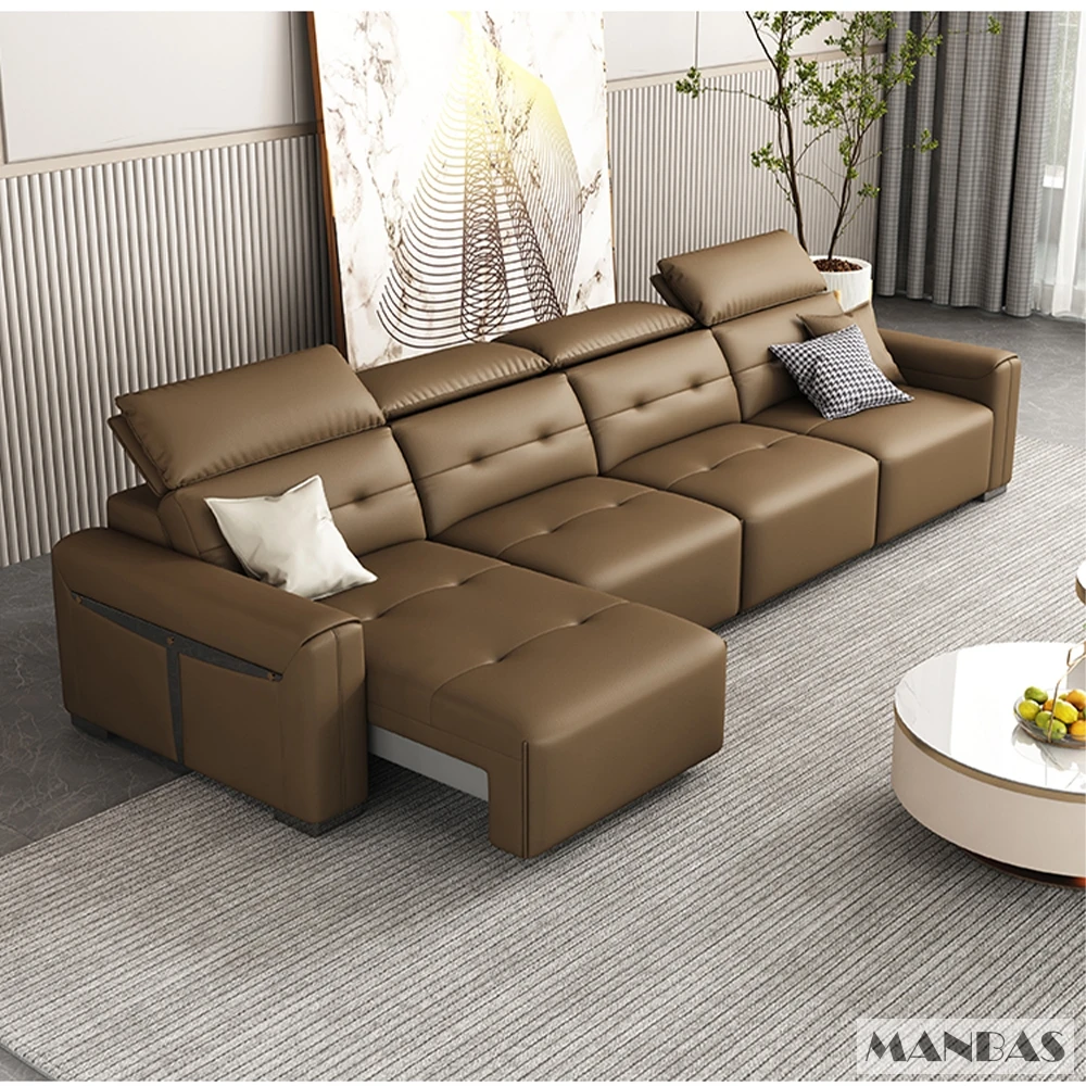 조정 가능한 머리 받침이있는 정품 가죽 전기 컨버터블  - Home Cinema Furniture 리뷰 및 가격