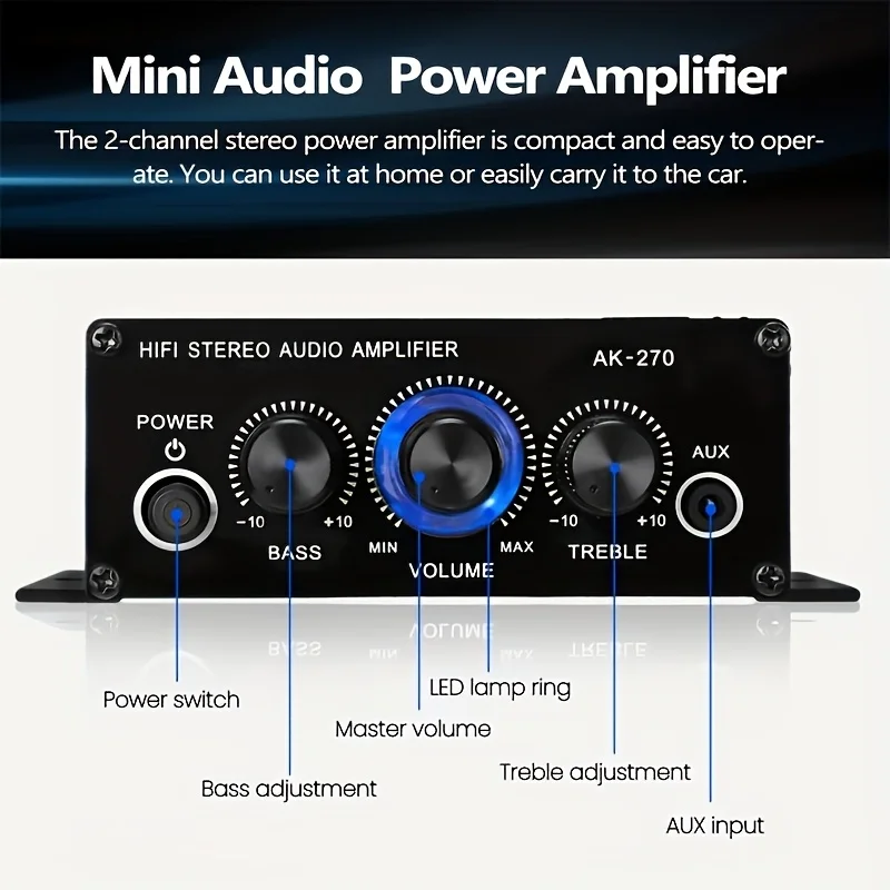 AK-270 400W 미니 파워 앰프 12V/24V 2 - Home Cinema System 리뷰 및 가격